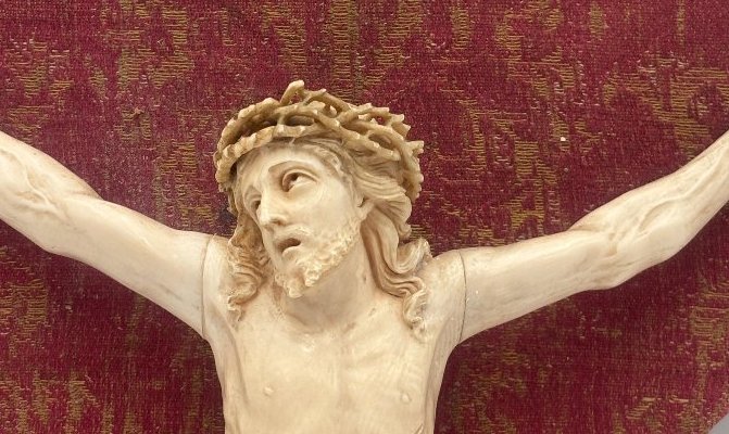 Grande cristo in avorio scolpito-photo-3