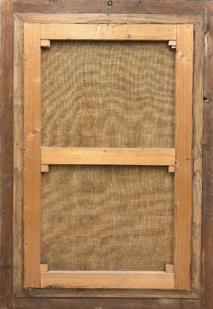 Grande dipinto a Olio su tela raffigurante David che suona l'arpa al Re Saul -photo-5