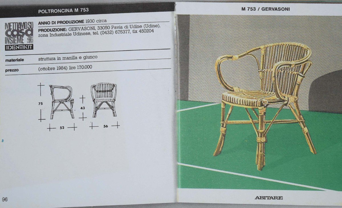 Set di 4 Poltrone da giardino M753 di Gervasoni Udine, Italia, anni '30-photo-1