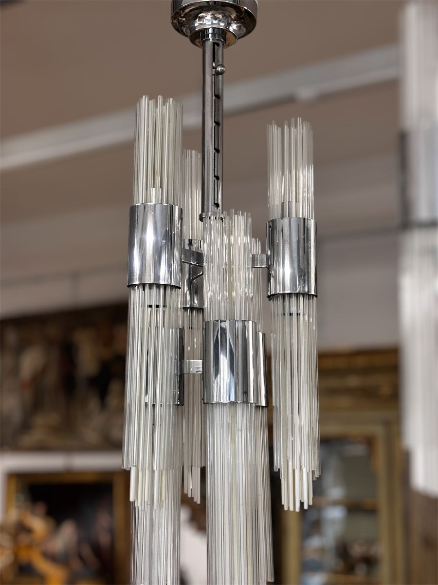Venini, lampada a sospensione 12 luci , produzione Murano, Italia 1970-photo-4
