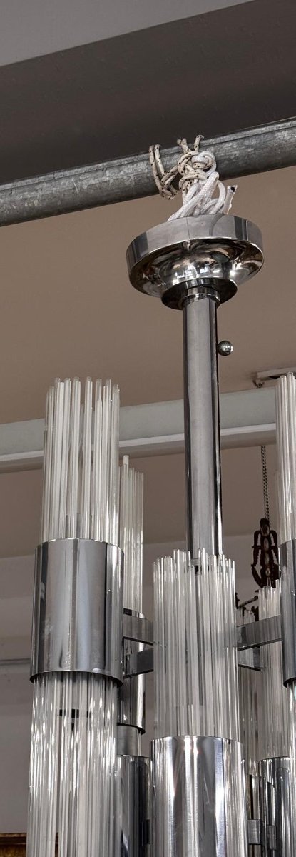 Venini, lampada a sospensione 12 luci , produzione Murano, Italia 1970-photo-1