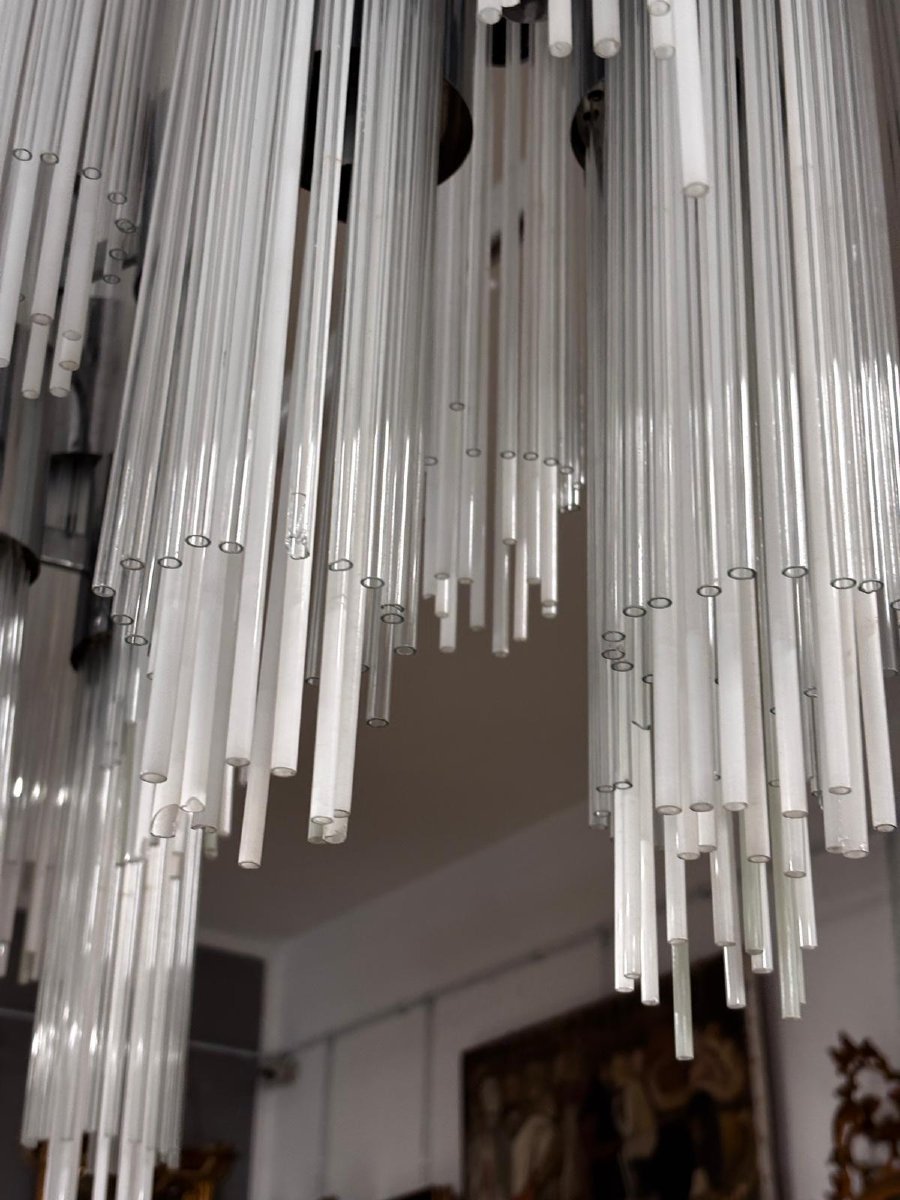 Venini, lampada a sospensione 12 luci , produzione Murano, Italia 1970-photo-3
