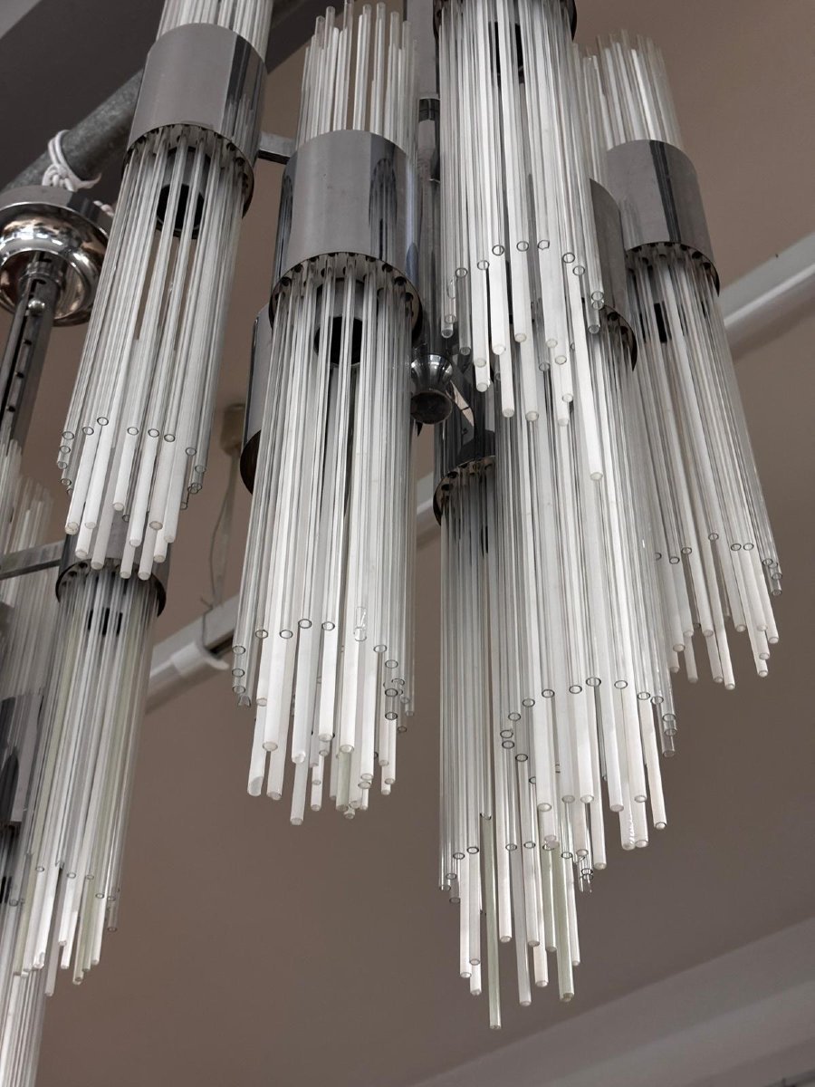 Venini, lampada a sospensione 12 luci , produzione Murano, Italia 1970-photo-2