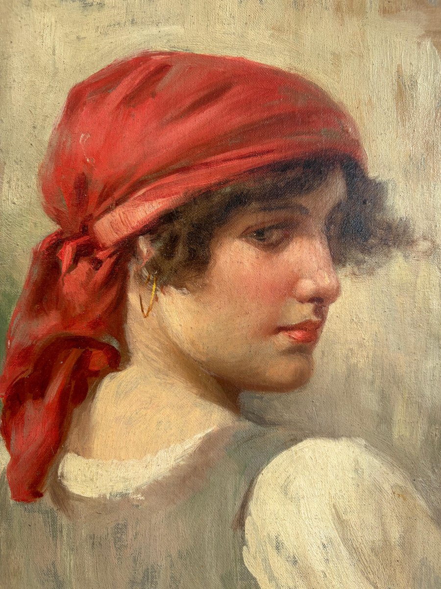 Ritratto femminile con fazzoletto rosso-photo-3