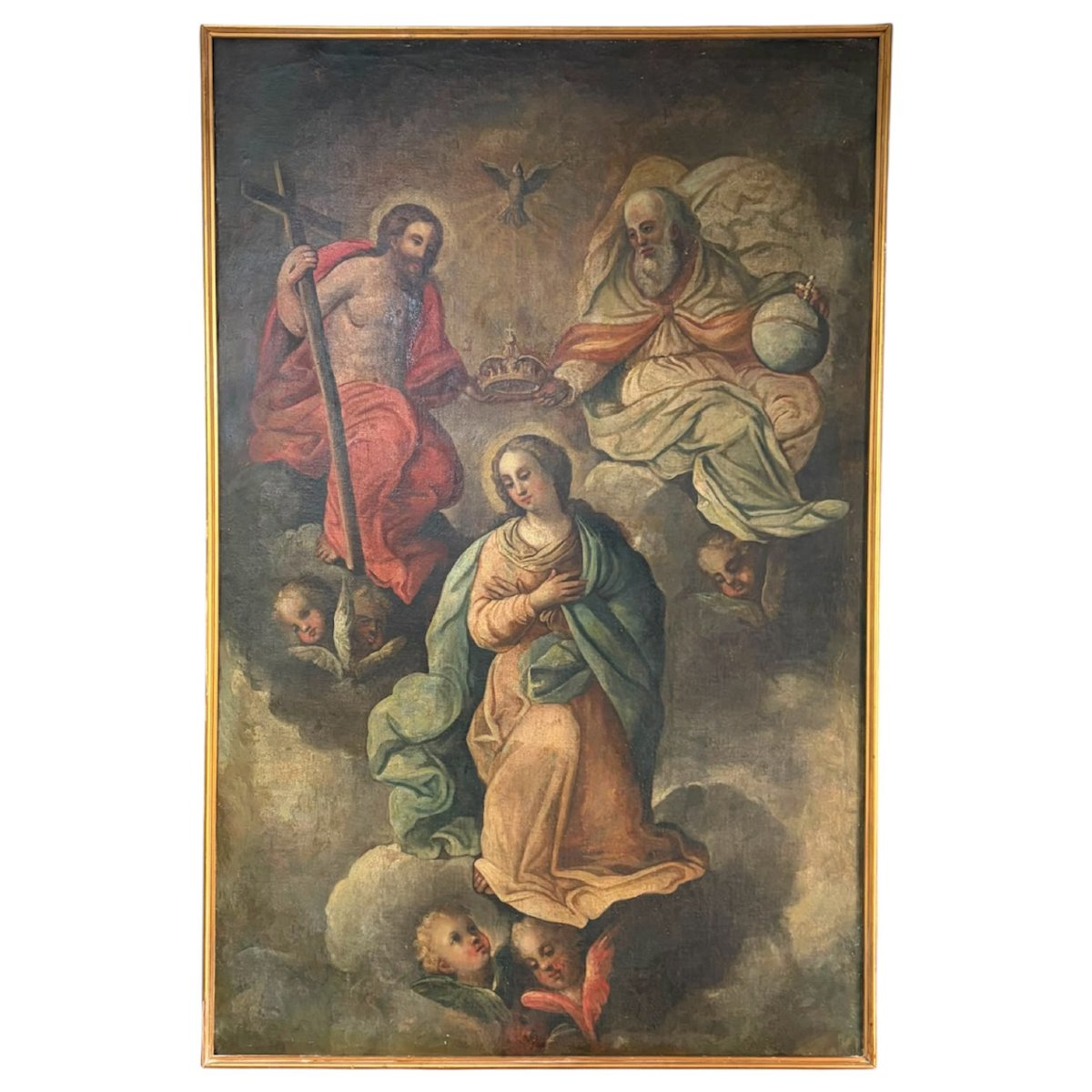 Incoronazione della Vergine Scuola siciliana, XVIII secolo Olio su tela-photo-2