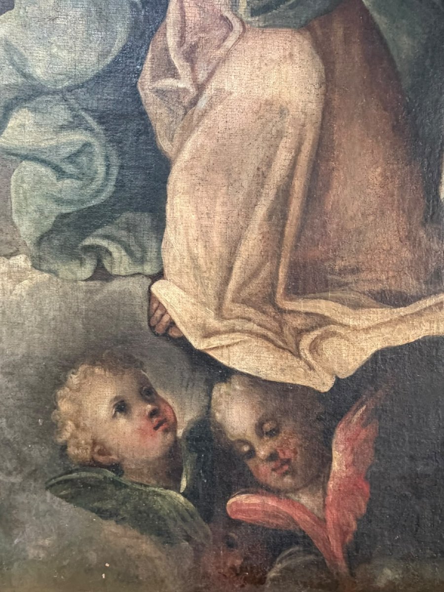 Incoronazione della Vergine Scuola siciliana, XVIII secolo Olio su tela-photo-4