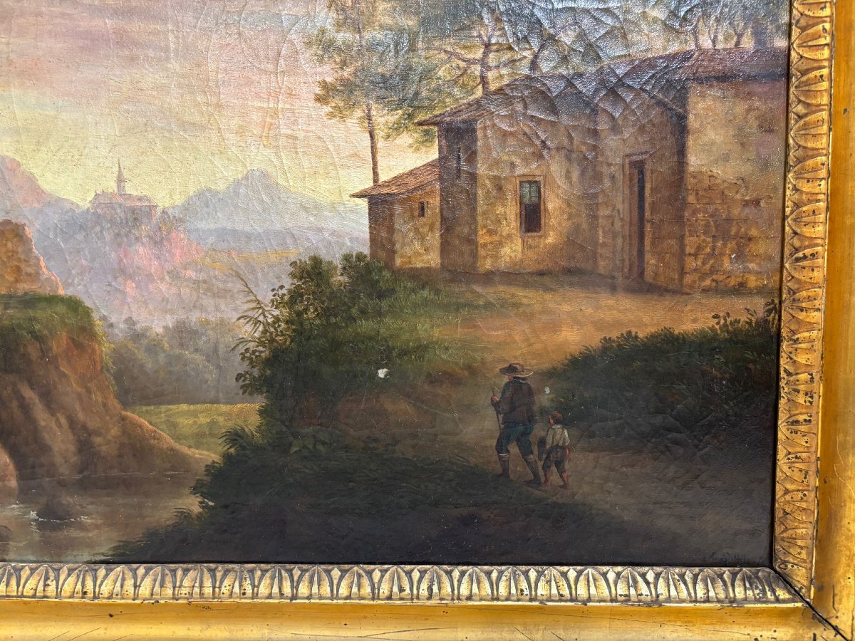 ANDREA SOTTILE  (Termini Imerese 1802 - Palermo 1856)  Paesaggio di montagna con viandanti -photo-4