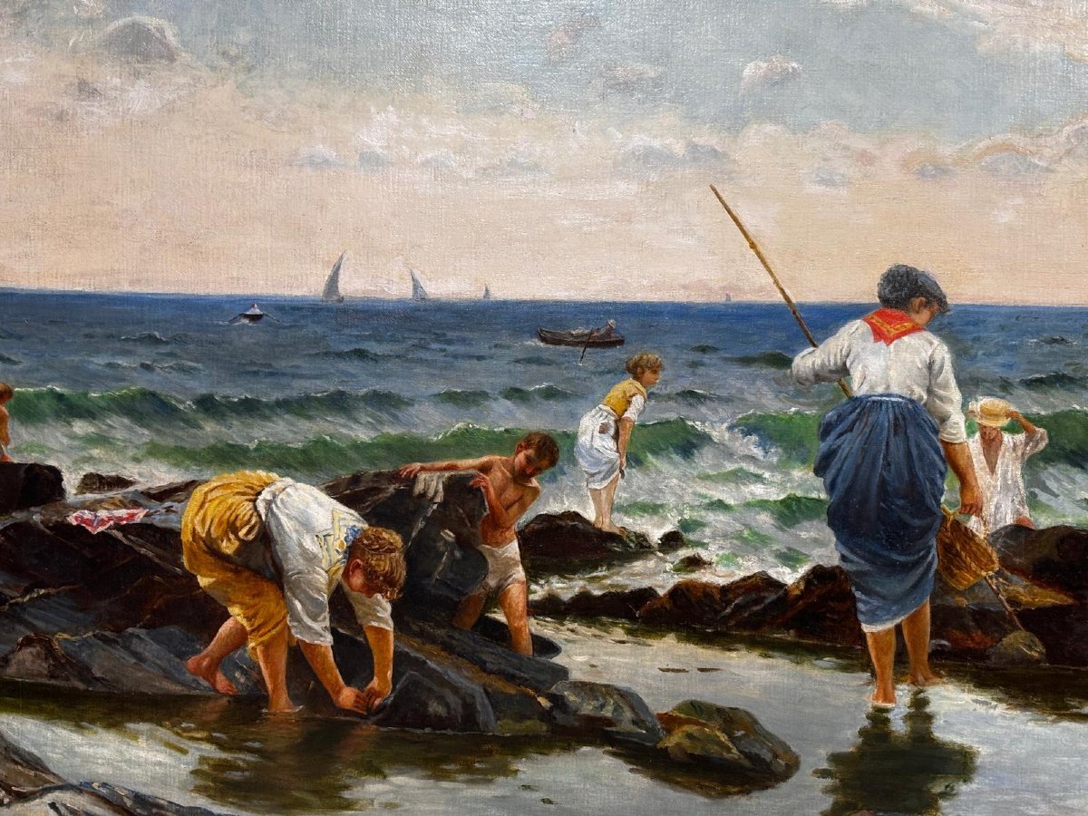Coastal Scene With Figures – Seafood Harvest-photo-2