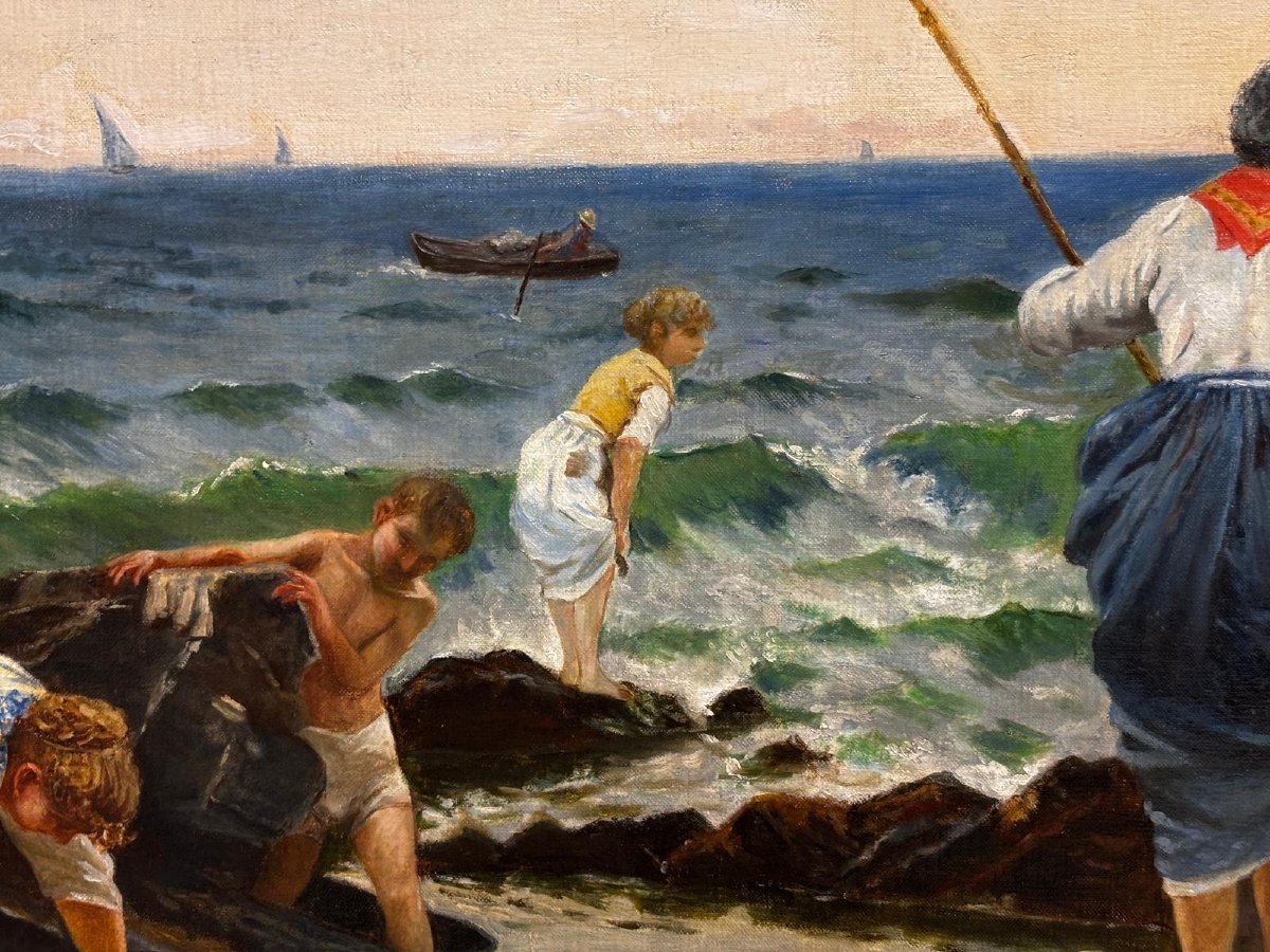 Coastal Scene With Figures – Seafood Harvest-photo-3