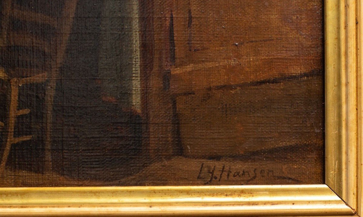 Interno rustico con grande camino – Lambertus Johannes Hansen  (1803-1859)-photo-4