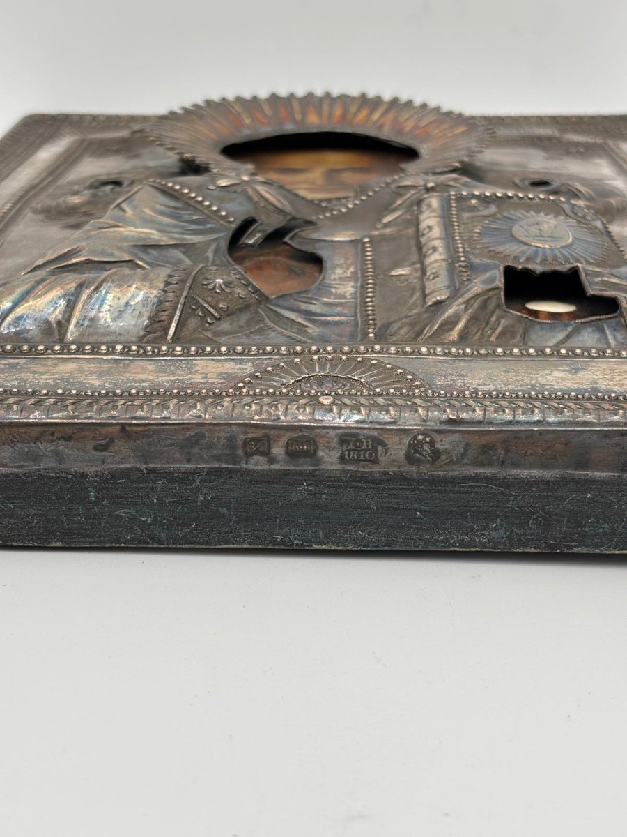 Icona russa di San Nicola con riza in argento – Russia, 1810-photo-5