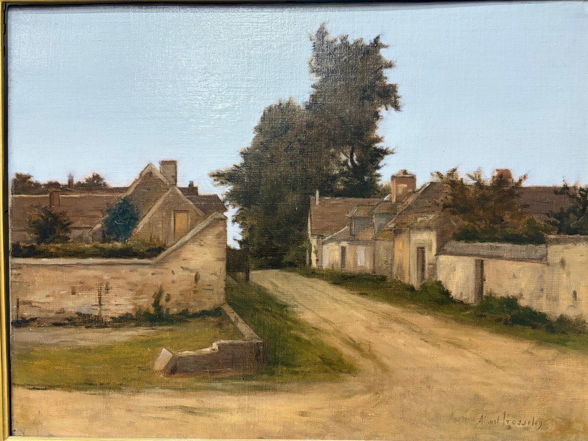 Albert Trotteyn (1868–1941) – “Strada di Villaggio” – Paesaggio rurale francese, olio su tela-photo-3