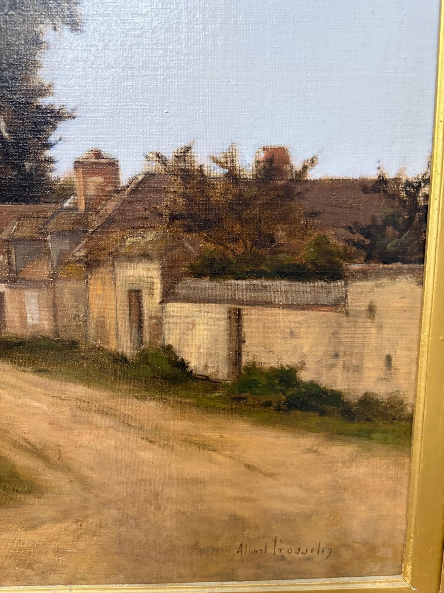 Albert Trotteyn (1868–1941) – “Strada di Villaggio” – Paesaggio rurale francese, olio su tela-photo-1
