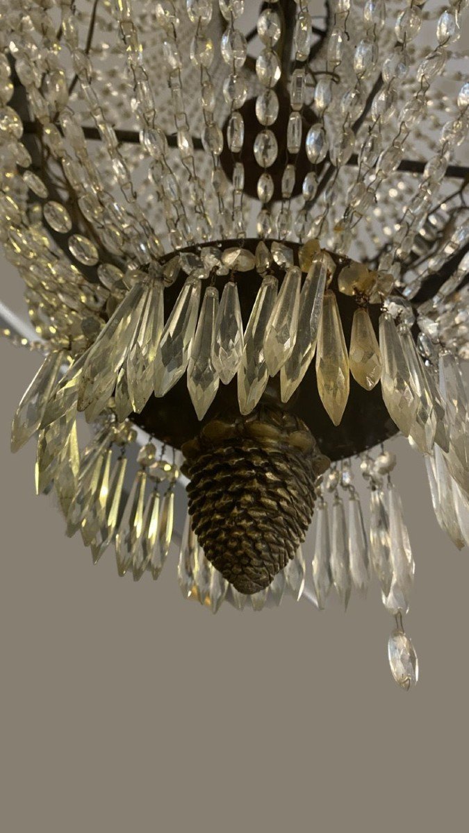 Grande lampadario a mongolfiera in bronzo -photo-3