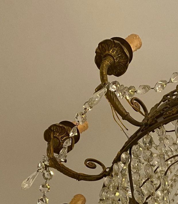Grande lampadario a mongolfiera in bronzo -photo-4