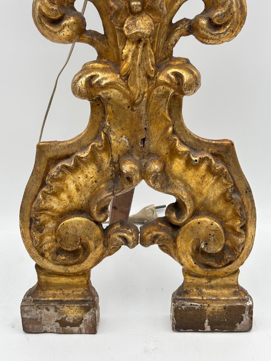 Coppia di reliquiari in legno scolpito e dorato XVIII secolo-photo-3