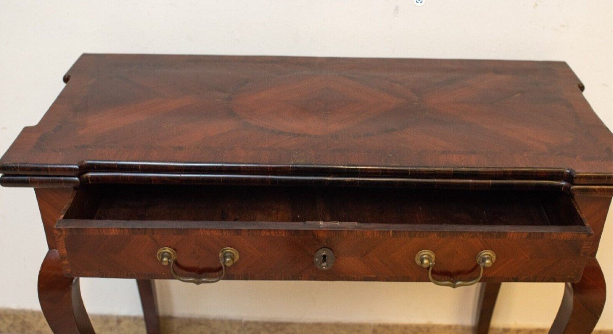 Tavolino da gioco lastronato in ebano viola, Sicilia XVIII secolo-photo-2