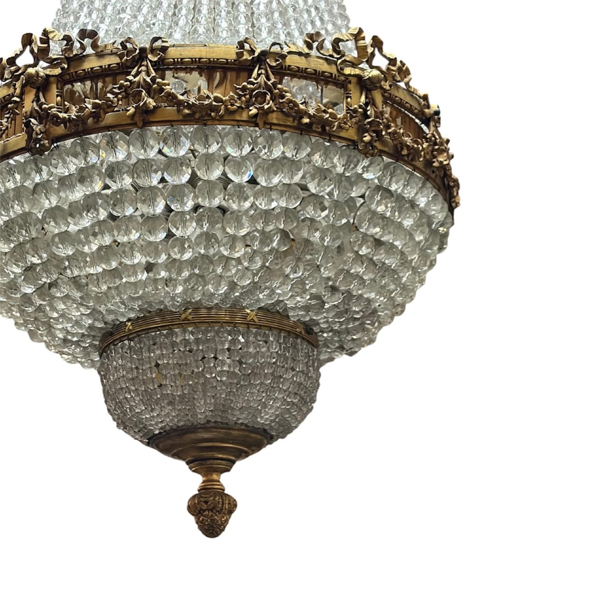 Lampadario a mongolfiera in bronzo dorato e cristalli – Francia, metà XIX secolo-photo-4
