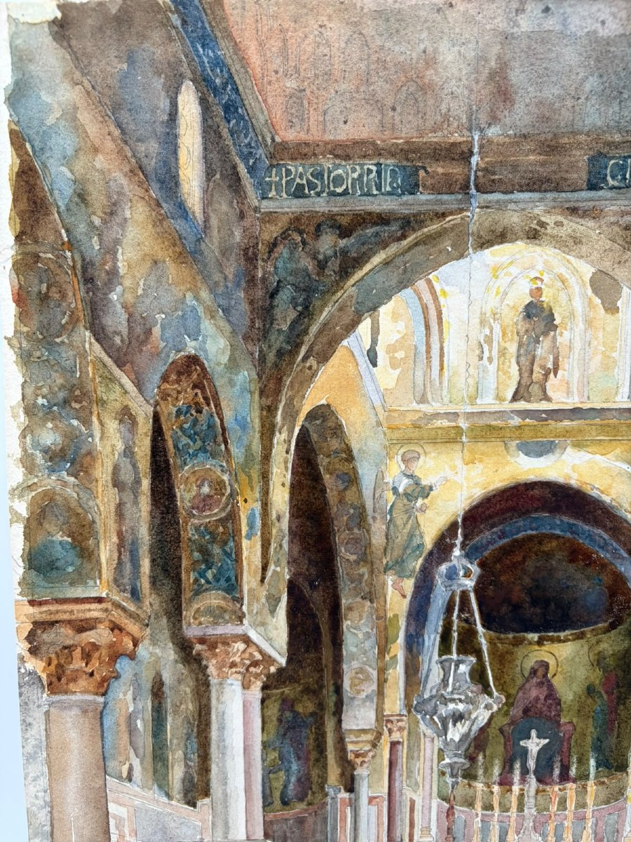 Michele Cortigiani – Interno della Cappella Palatina di Palermo – Acquerello-photo-4