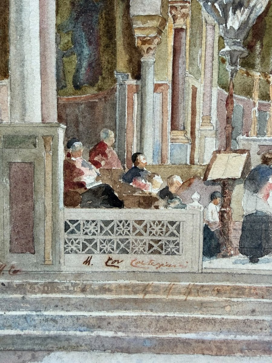 Michele Cortigiani – Interno della Cappella Palatina di Palermo – Acquerello-photo-1
