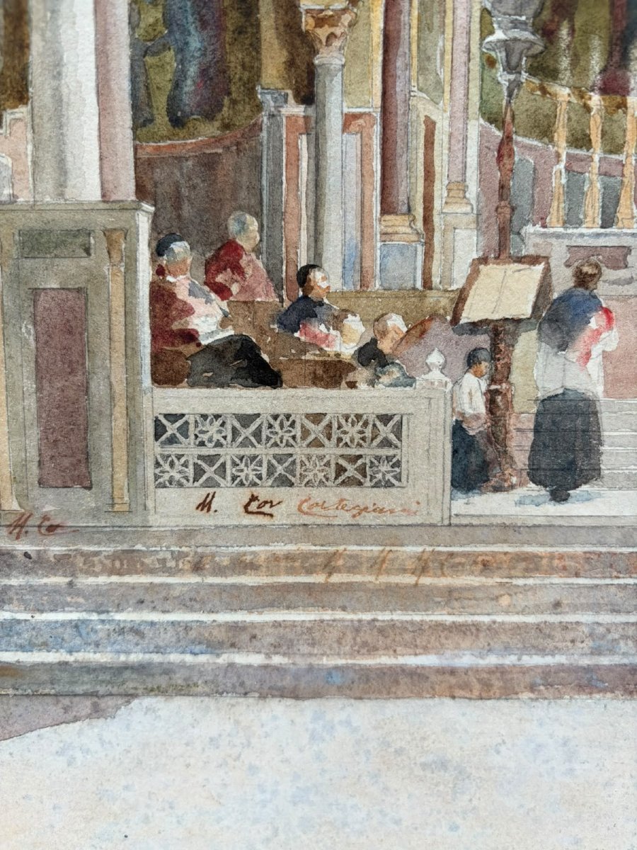 Michele Cortigiani – Interno della Cappella Palatina di Palermo – Acquerello-photo-2