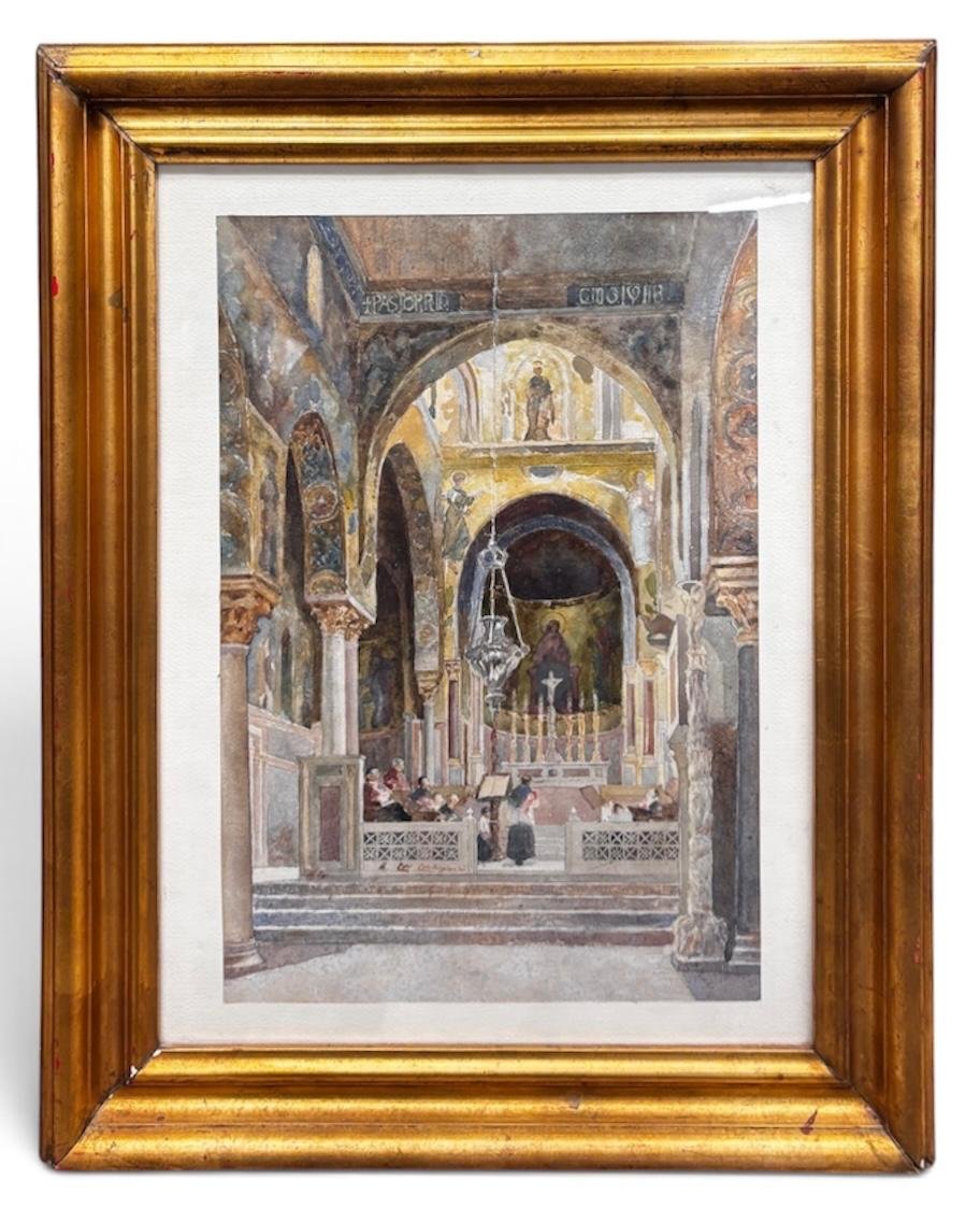 Michele Cortigiani – Interno della Cappella Palatina di Palermo – Acquerello-photo-3