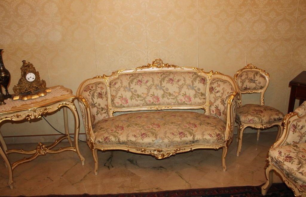 Grande Salone Luigi XV in Lacca e Oro 14 Pezzi-photo-3