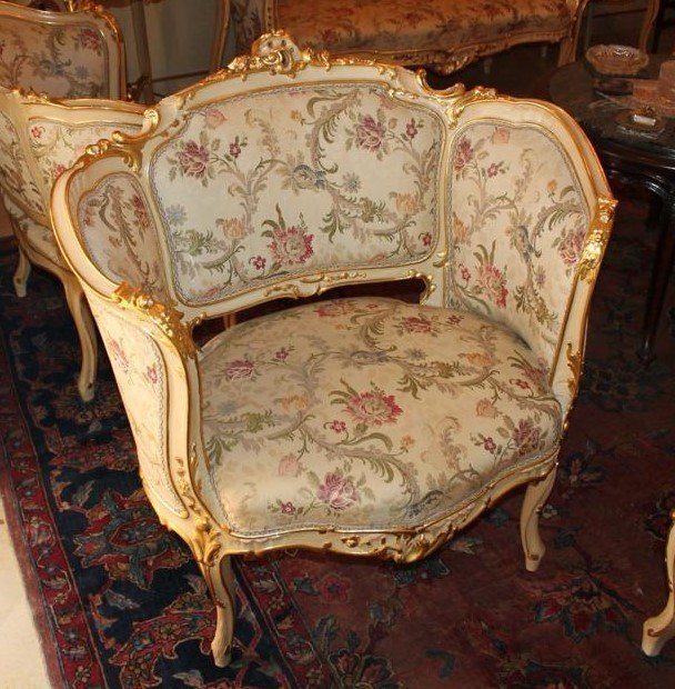Grande Salone Luigi XV in Lacca e Oro 14 Pezzi-photo-2