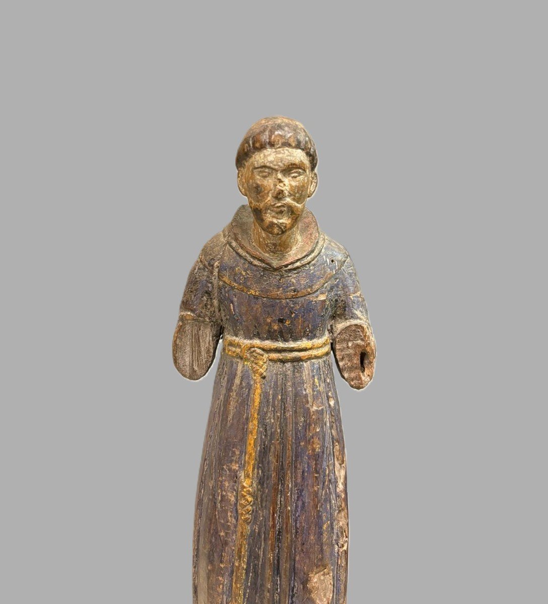Scultura lignea policroma, raffigurante figura religiosa. -photo-2