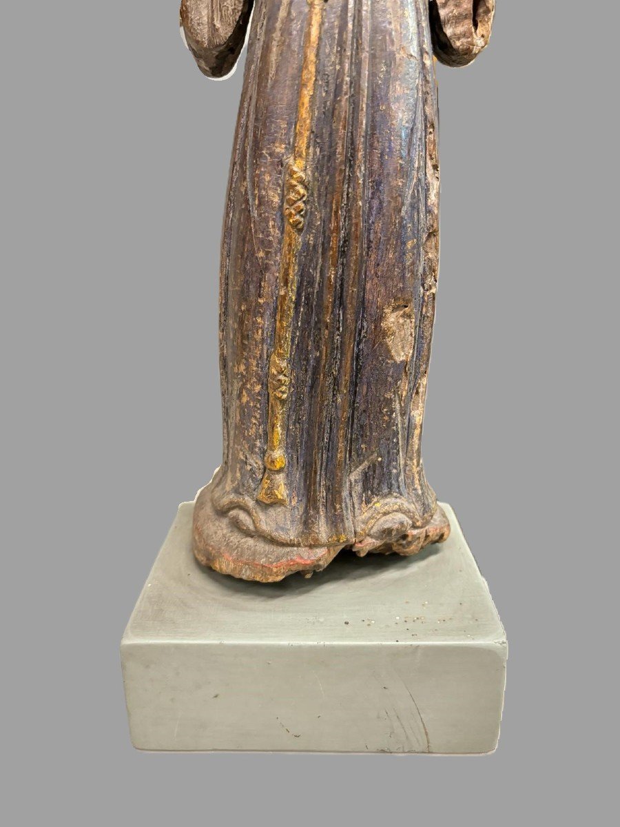 Scultura lignea policroma, raffigurante figura religiosa. -photo-4