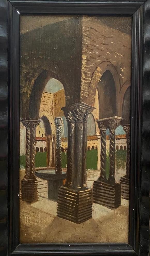 Coppia dipinti, “Chiostro San Domenico, Monreale.” XX sec-photo-2
