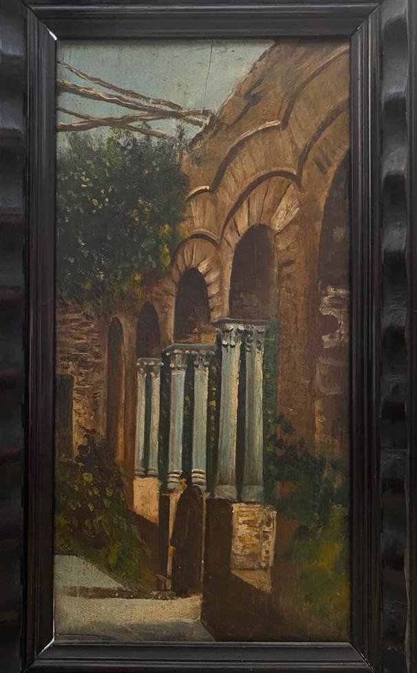 Coppia dipinti, “Chiostro San Domenico, Monreale.” XX sec-photo-3