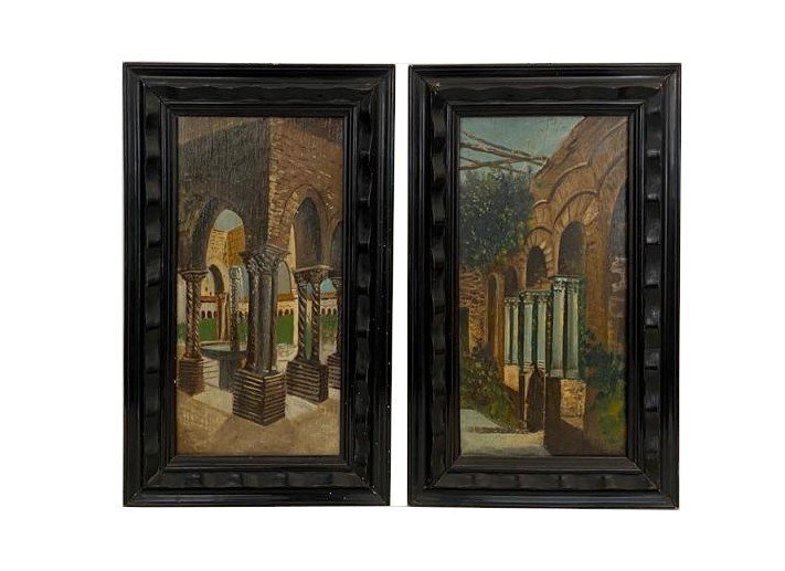 Coppia dipinti, “Chiostro San Domenico, Monreale.” XX sec