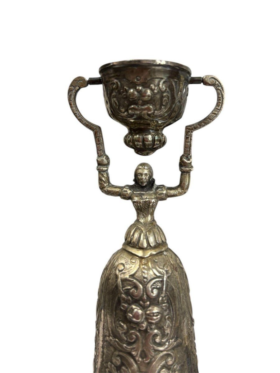 Coppa nuziale in argento tedesco in stile barocco, XIX secolo-photo-3
