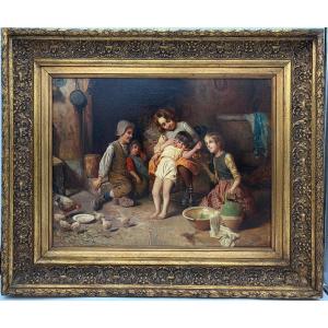 Scena di famiglia in interno contadino
