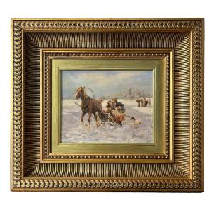 Paesaggio invernale, firmato W. Morelliss, XIX secolo.