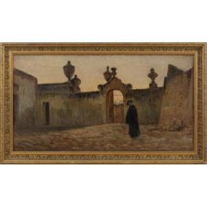  Olio su tela raffigurante la veduta di Villa Valguarnera a Bagheria