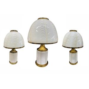 trittico di lumi da tavolo di Fabbian Illuminazione
