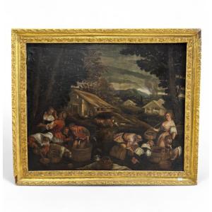  Jacopo da Ponte, Bassano del Grappa 1510 – 1592 -Scena di vendemmia con contadini