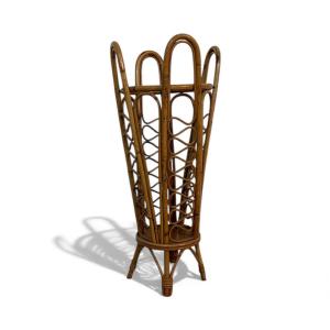 Portavasi in rattan intrecciato, Italia, anni ’50