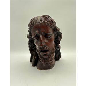 Testa di Cristo in legno intagliato – Italia, XVIII secolo