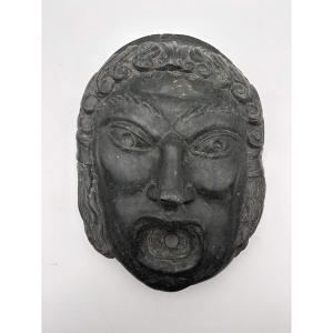 Mascherone decorativo in marmo verde scuro fine del XIX secolo