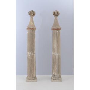 MANIFATTURA SICILIANA DEL XVIII SECOLO, Coppia di colonne