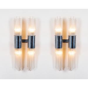 Venini, coppia di lampade da parete, prduzione Murano, Italia 1970.