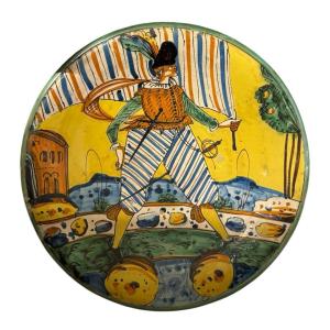 Grande piatto in maiolica italiana di Montelupo, XVII secolo (circa 1620-1640)