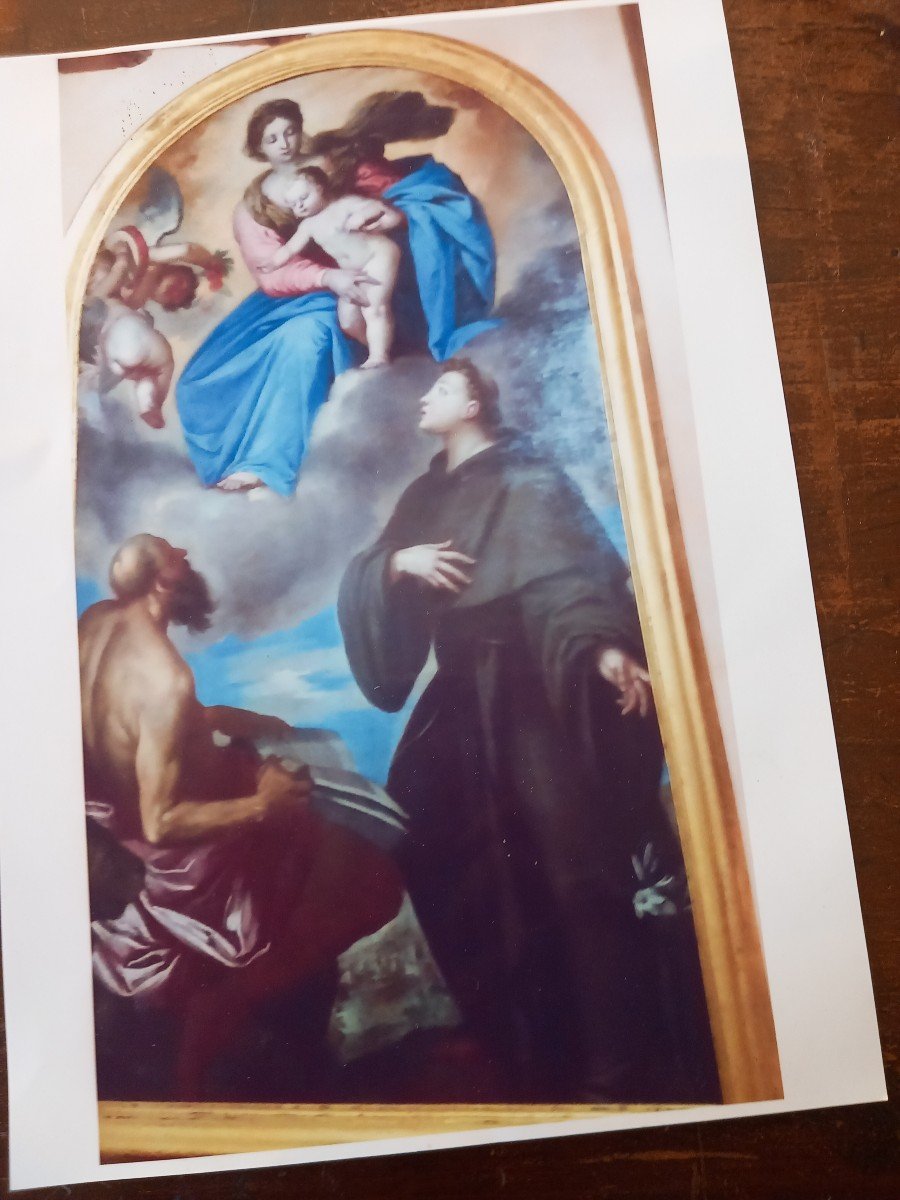 Grande dipinto - Madonna con Bambino, Ss. Girolamo e Antonio da Padova, '600, Venezia -photo-1