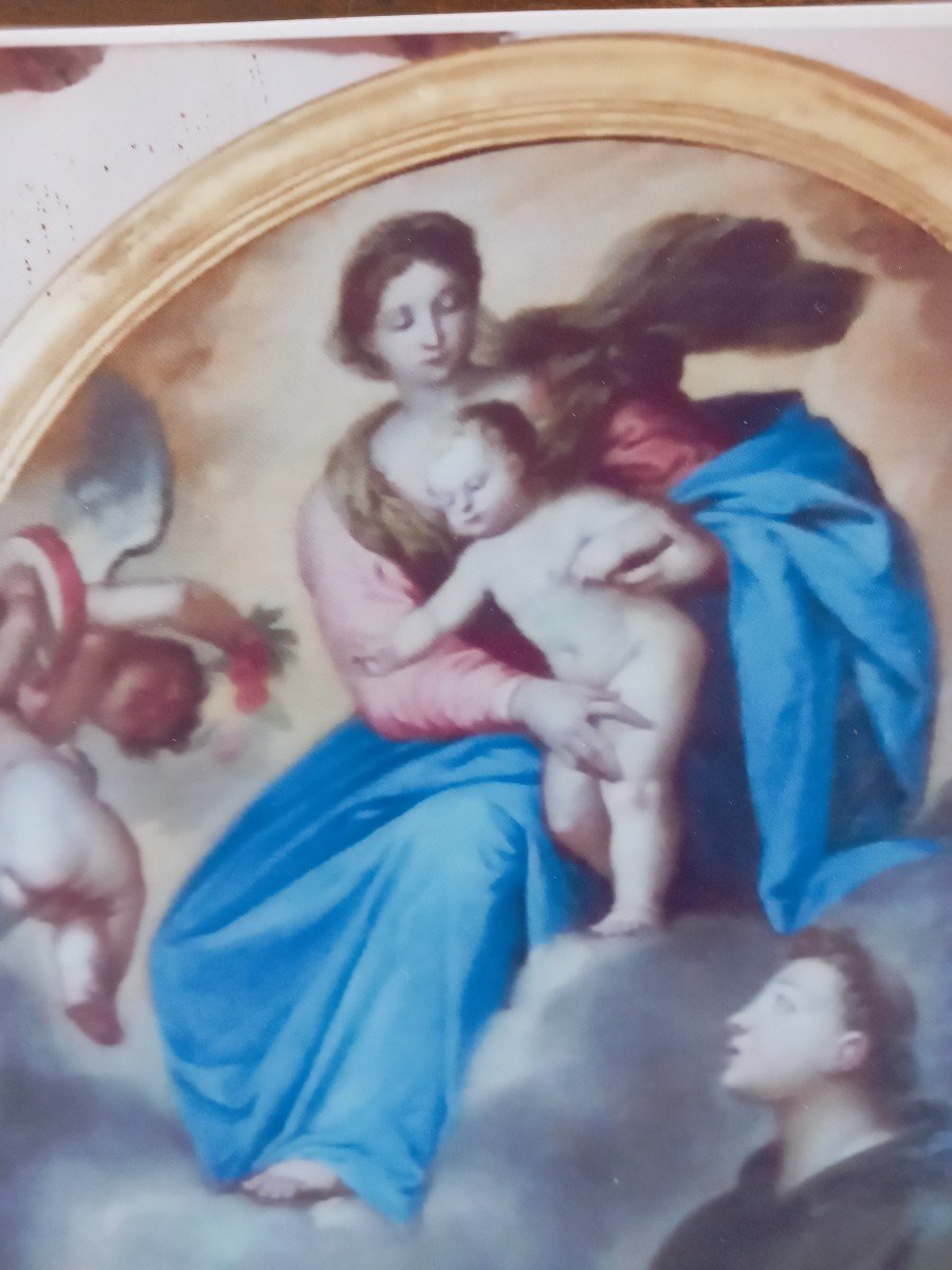 Grande dipinto - Madonna con Bambino, Ss. Girolamo e Antonio da Padova, '600, Venezia -photo-2