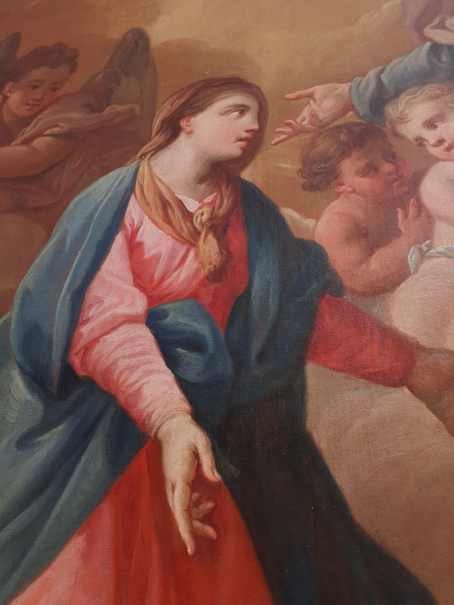 Dipinto olio su tela - Madonna con i Santi, '700, Piemonte Grande dipinto raffigurante Madonna -photo-3