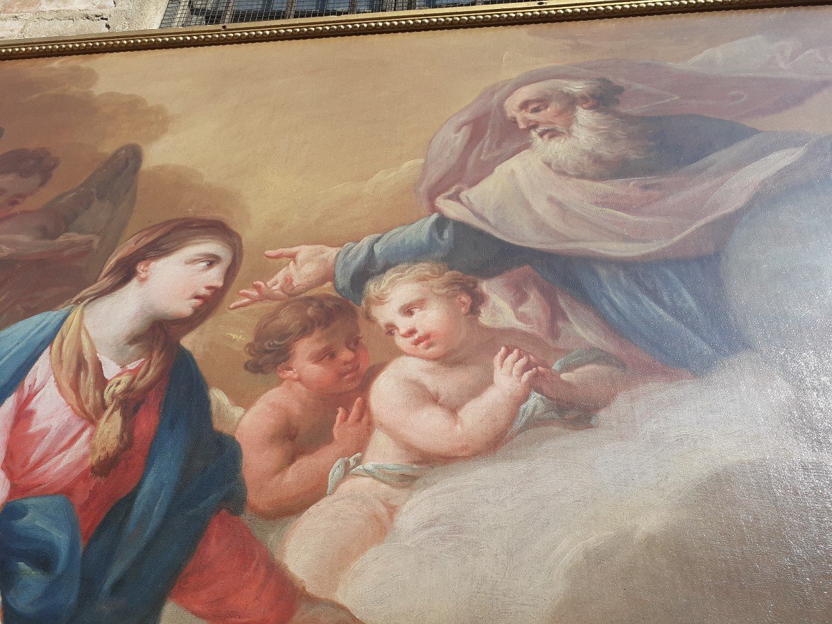 Dipinto olio su tela - Madonna con i Santi, '700, Piemonte Grande dipinto raffigurante Madonna -photo-4