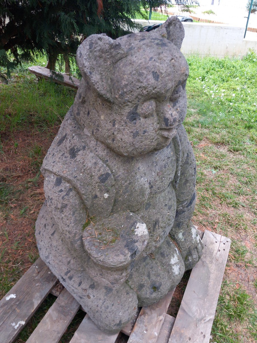 Antica scultura in pietra lavica - Orso, '800, Oriente-photo-3